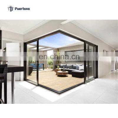 External Exterior Conceal Stacking Sliding Door In Wall Balcony Slim Aluminium Corner Sliding Glass Door