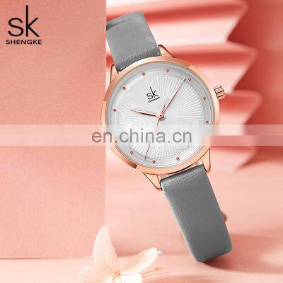 SHENGKE Fancy Ladies Quartz Wrist Watches Simple Dial Fashion Leather Strap Beautiful Girls Watches Reloj Handwatch photo-3
