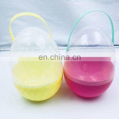 Custom Flat Bottom Plastic Egg Shaped Blank Easter Basket Bucket With Lid And Handle