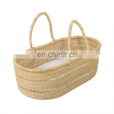 Straw Natural Seagrass Baby Changing Basket Handwoven for Nursery high quality Moses Basket cheap wholesale