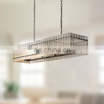 Modern Industrial Style Rivet Crystal Piece Chandelier Lighting Fixture for Living Room Kitchen Island Dining Room Foyer Lobby