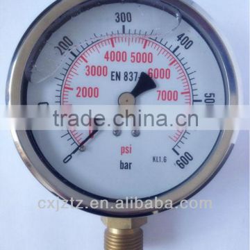 YN100C-600B Oil Pressure Gauge With Stainless Steel Back Coonction