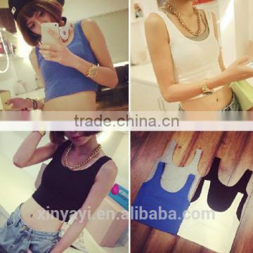 Fashion sexy plain crop top wholesale on alibaba website2014/crop top made in china garment factory