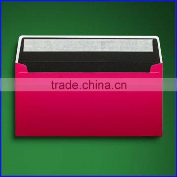 DL 110 x 220mm peel&seal wallet Dayglo pink 300gsm with black paper lining