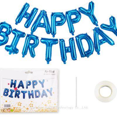 16-inch Happy Birthday Letter Foil Balloons Set Multi-Color Wholesale for Birthday Party Decorations