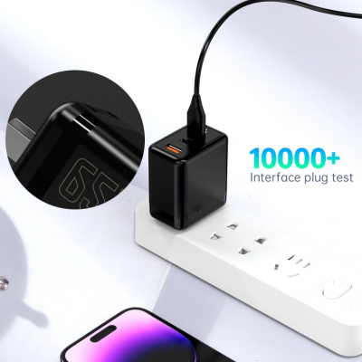 30Вт адаптер быстрой зарядки GaN PD QC3.0 с портами USB-C и USB-A