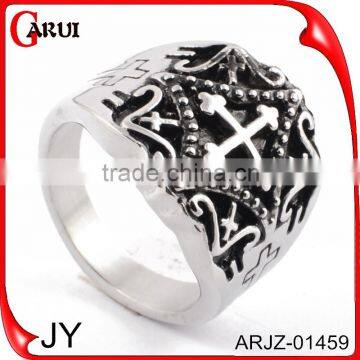 Fashion jewelry stainless steel silver ring with cross for men