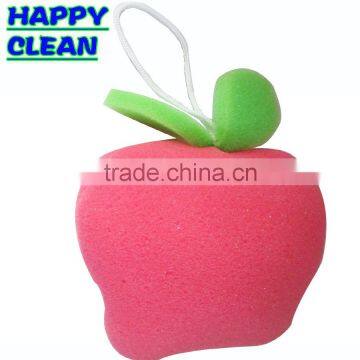 Colorful Apple-Shaped Bath Sponge With Rope/ shower sponge with leaf