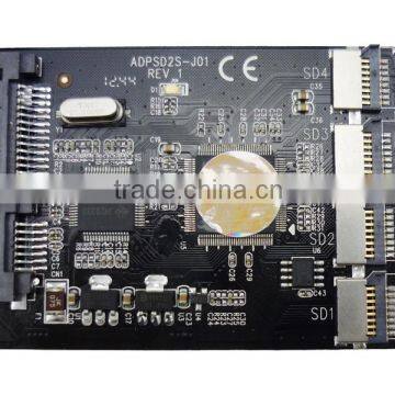 4 TF Card to 22pin SATA adapter card 2.5" hdd enclosure with RAID 0 Multi TF cards to SATA converter