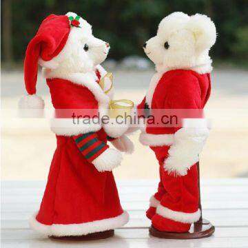 Plush Couple Christmas Teddy Bear/Wedding Teddy Bear Wearing Christmas Dress photo-3