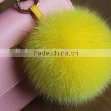 High Grade Personalized Real Racoon Fox Fur Pom Pom Metal Keychains photo-4