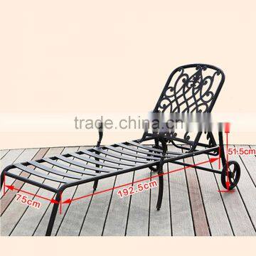 Outdoor Classic Beach Lounge Design Sofa Hollow Cast Aluminum Chaise Lounge Sofa photo-5