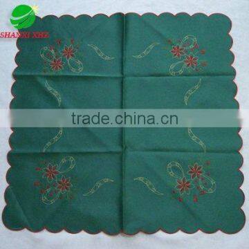 Cheap christmas table cloth with christmas flower's embroidery