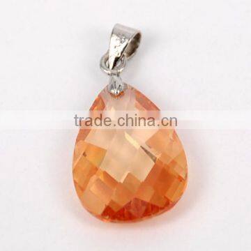 Silver Pear zircon gems pendant FQ-1005