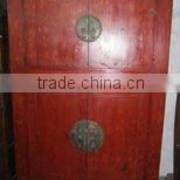 Antique Chinese Red Wedding Four door Wooden wardrobe / Cabinet