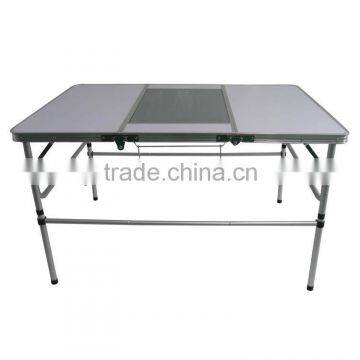 foldable fire proof plate Barbecue BBQ side Table with iron pan/camping BBQ grill table folding legs