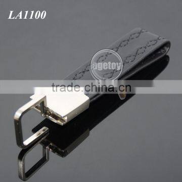 High Quality Promotional Black Genuine Leather Zinc Alloy Blank Metal Car Leather Keychain photo-4