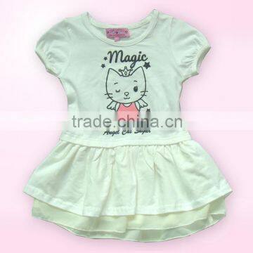 SUMMER GIRL'S DRESS 100 % COTTON. SHORT SLEEVE GIRLS DRESS OEM/ODM TOP BRAND