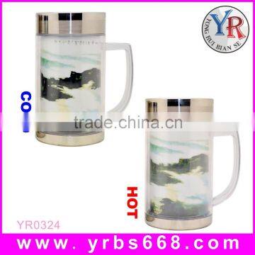 400ml Custom Design Color Changing Stainless Steel Mug With Handle For Splendid Scenery