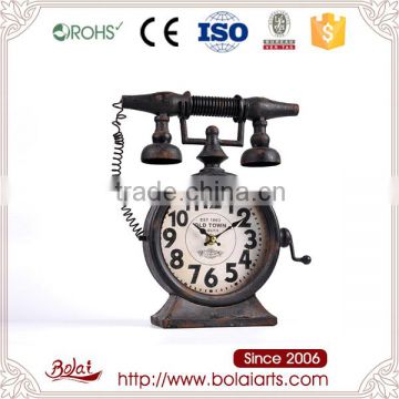 Hot sales old telephone design quartz table clock bold numbers