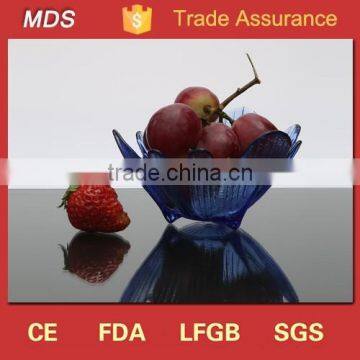 China wholesale art cobalt blue glass fruit bowl