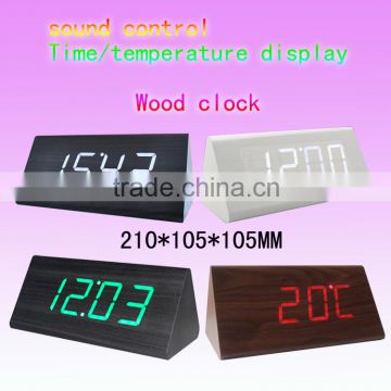 Triangle LED backlight digital wooden clock