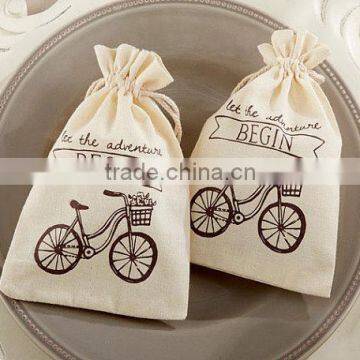 2015 10*14cm Cotton Pull String Pouch With Lace photo-4