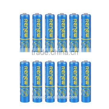 RENEW brand Ready-To-Use NiMH 1100mAh AAA Rechargeable Batteries, 12 Pack