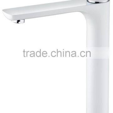 Single Level Brass White Long Body Basin Faucet