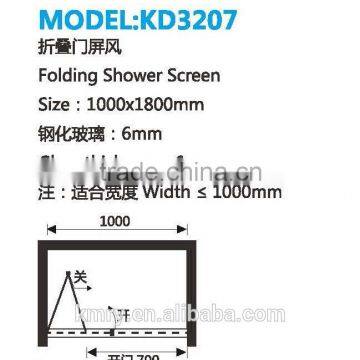 6MM Tempered Glass Aluminum Frame Folding Shower Screen (KD3207) photo-4