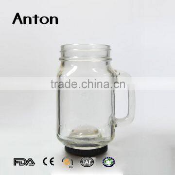 250ml 8oz eco clear square mason jar w/Silver lid