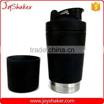 Black Coating Stainless Steel Vaccum Protein Shaker Bottle With 200ML Storage for Nutrition Powder Quality Choice photo-2