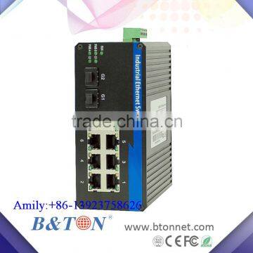 2 *1000M SFP Slot and 8*10/100/1000M RJ45 Port IP40 Fiber Unmanaged Industrial Ethernet Switch