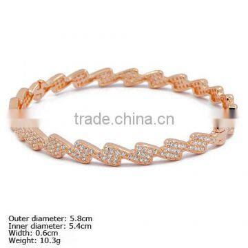 [CZQ-0019] Rose Gold Plated 925 Sterling Silver Bangle with CZ Stones