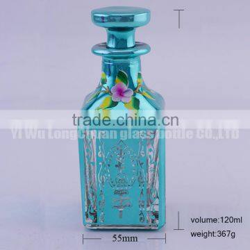 Green Square Straight Side Refillable Glass Perfume Bottle 120ml for Packaging