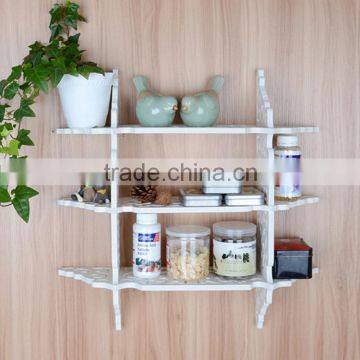 Modern white plastic wall hanging shelf floating wall rack