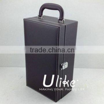 2014 popular Leather beverage packing box luxury gift box packaging Leather wine package packaging bag leather wine cooler bag