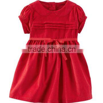 (CD905#)2-10Y OEM European Children Apparel Girl Corduroy Pleated Dress Baby Collar cotton Winter Frock for Holiday