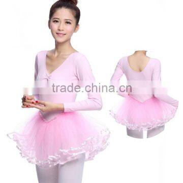 High Quality Adult Long Sleeves Ballet Tutu for Stage Dance Performance, Cotton Material Made in China, White/Red/Pink Ballroom