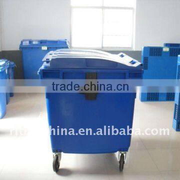 1100L HDPE EN840 certification mobile garbage bin with 4 wheels