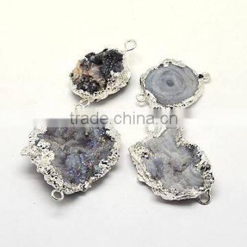 1/1Loop Natural Drusy Agate Druzy Stone Connector Links(G-J128-18)