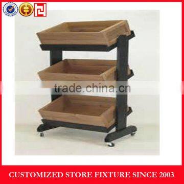 Floor standing Food wood fruit vegetable display rack