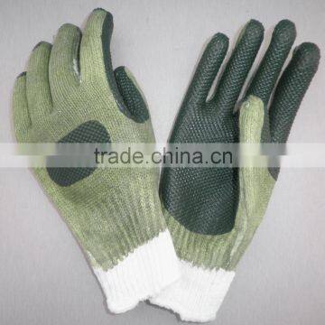 7 gauge cotton shell dark green rubber coated glove