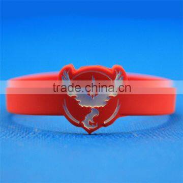 Cute Pokemon Go Team Valor Mystic Instinct silicon rubber band Wristband Silicone Bracelets Gift silicon rubber band