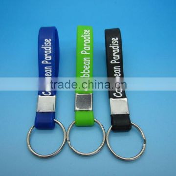 Eco-friendly Newest promotion silicone wristband keychain