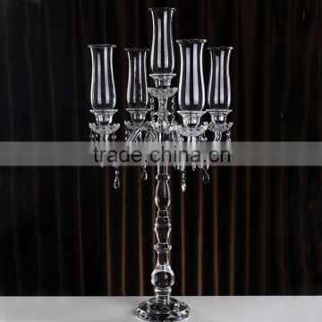 Optical glass classics 5 arms wedding crystal candelabra high quality products on sale