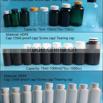 75CC 100cc 125cc 150cc 175cc 225cc 500cc 750cc hdpe pharmaceutical bottle