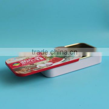 Square tinplate metal tin can with sliding top, 10g-300g sliding square tinplate metal tin can