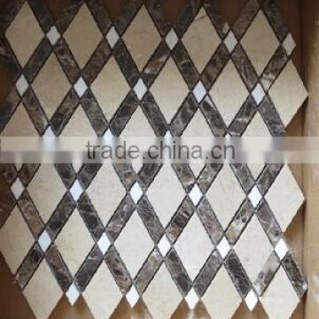 rhombus beige& brown marble mosaic tiles