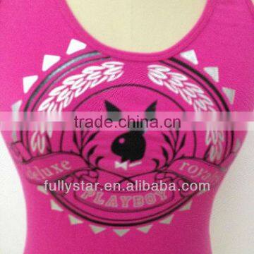 Sleeveless Bunny Print Red Lady T-shirt photo-3